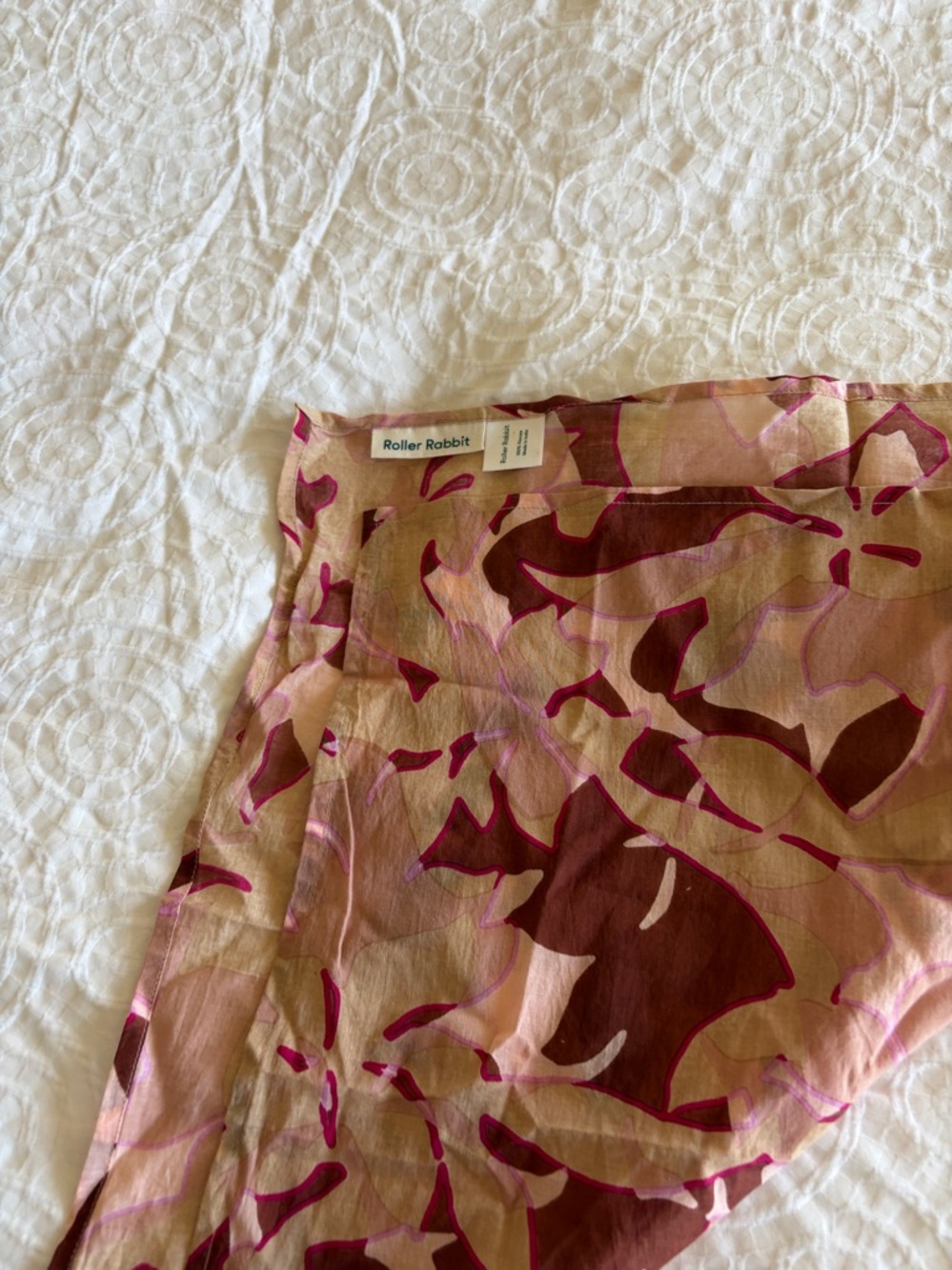 Roller Rabbit Pink Brown Abstract Print Scarf - Picture 3 of 3